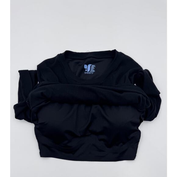 Shebird Aspen Long Sleeve Bra Top Small/Medium Jet Black - Picture 6 of 6